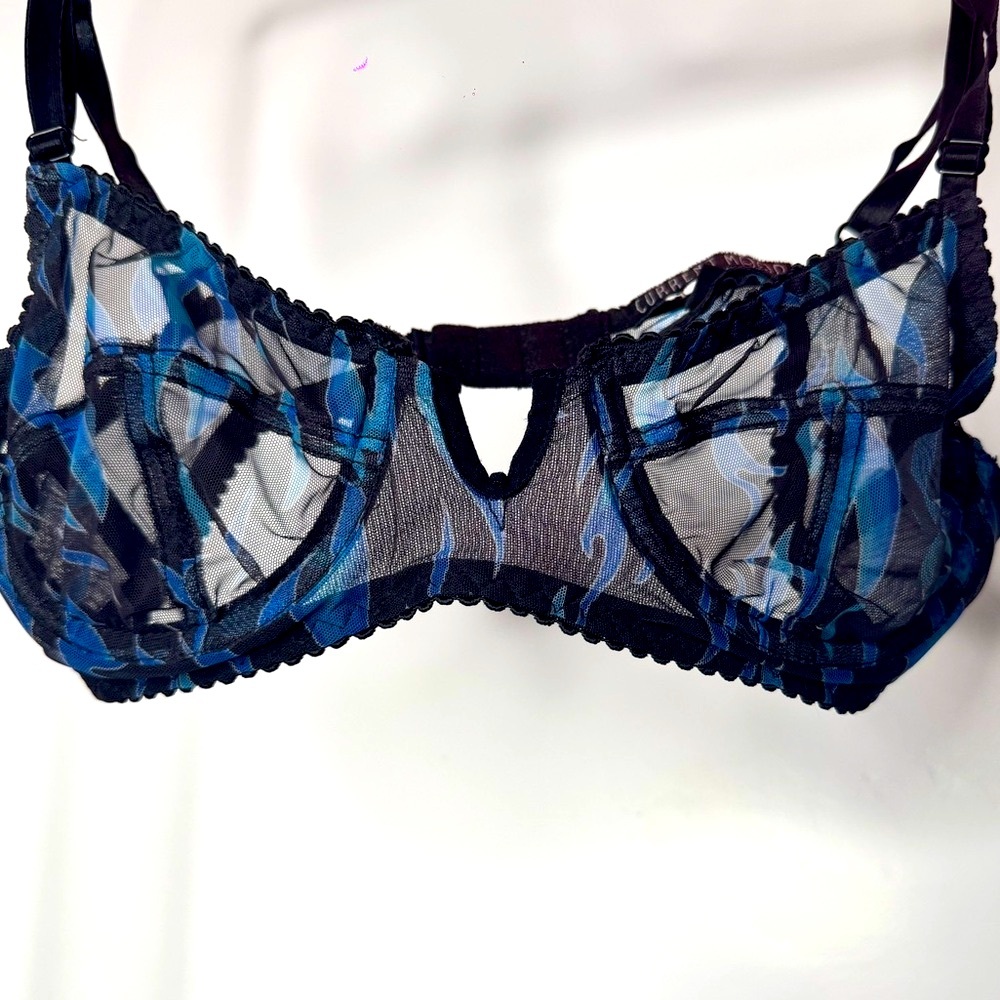 Current Mood Blue Black Flame Lace Bra